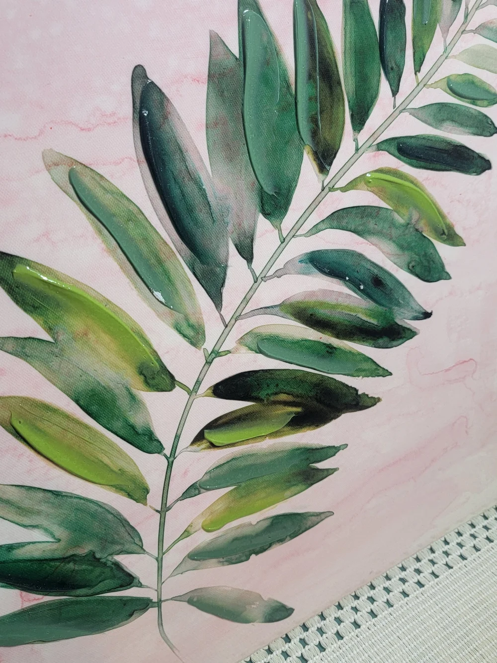 Hobby Lobby Tropical Blush Collection 2pc Tropical Leaf Print Wall Decor 16x16